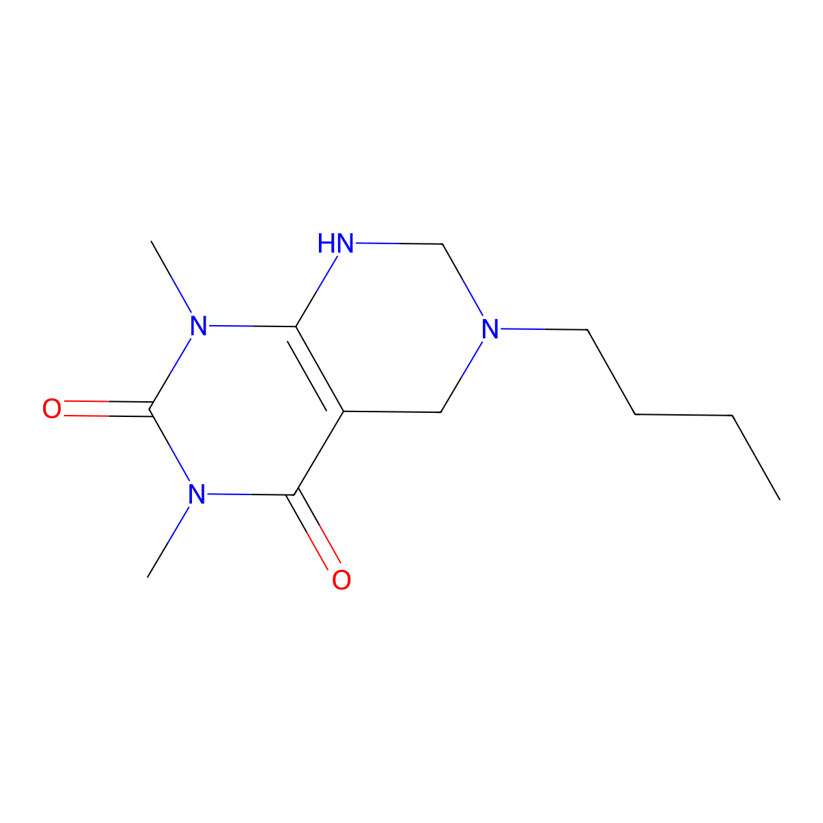 6-butyl-1,3-dimethyl-5,6,7,8-tetrahydropyrimido[4,5-d]pyrimidine-2,4(1H,3H)-dione molecular structure, CAS 510764-22-4