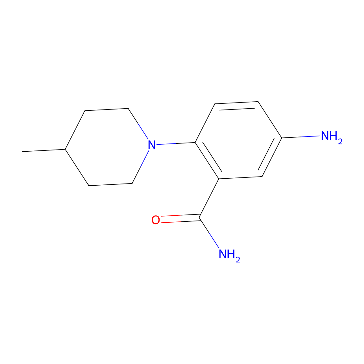 5-Amino-2-(4-methyl-piperidin-1-yl)-benzamide molecular structure, CAS 510764-27-9