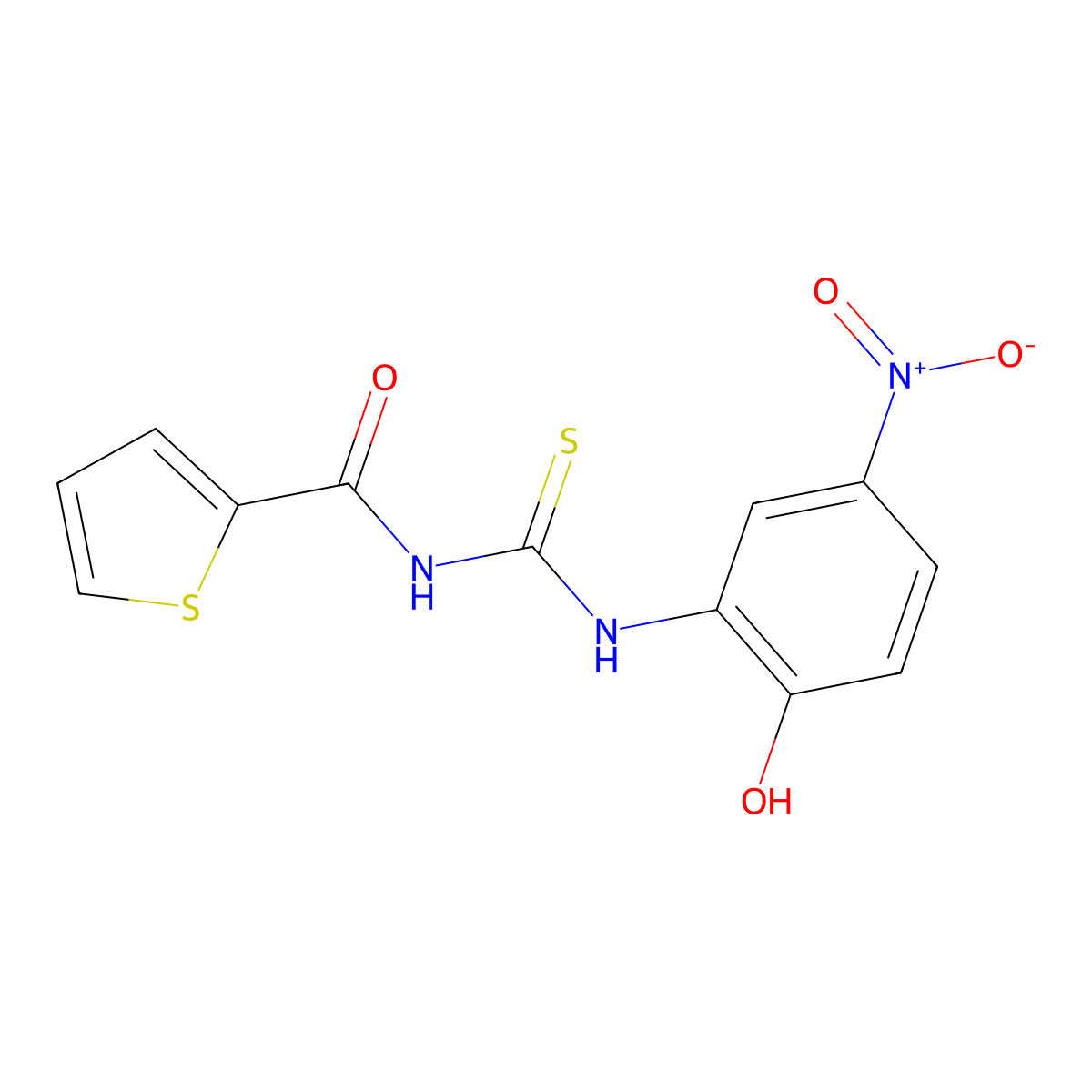 N-[(2-hydroxy-5-nitrophenyl)carbamothioyl]thiophene-2-carboxamide molecular structure, CAS 510764-43-9