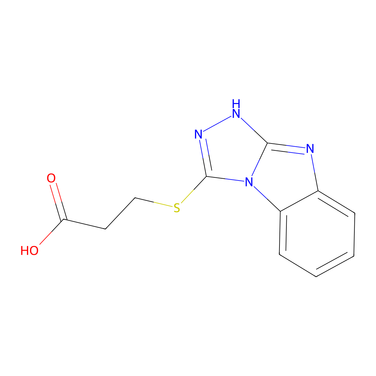 Propanoic acid, 3-(1H-1,2,4-triazolo(4,3-a)benzimidazol-3-ylthio)- molecular structure, CAS 510764-58-6