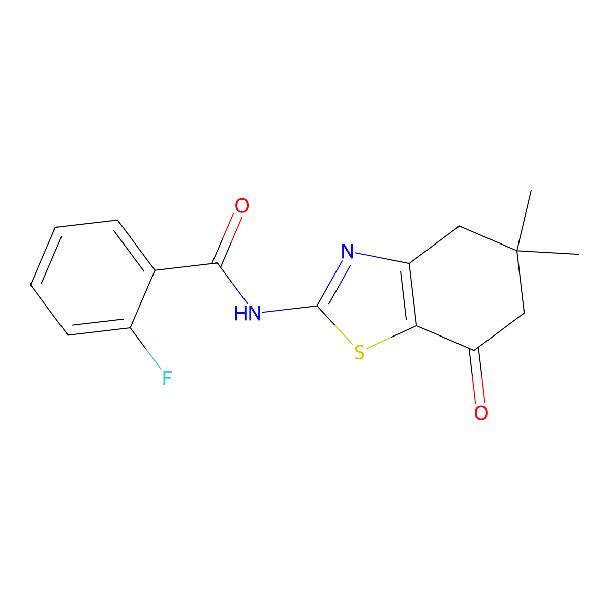 N-(5,5-dimethyl-7-oxo-4,6-dihydro-1,3-benzothiazol-2-yl)-2-fluorobenzamide molecular structure, CAS 510764-64-4