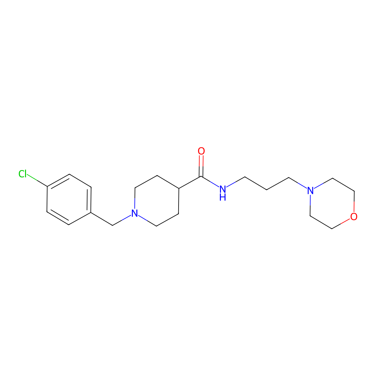 1-[(4-chlorophenyl)methyl]-N-(3-morpholin-4-ylpropyl)piperidine-4-carboxamide molecular structure, CAS 510765-04-5