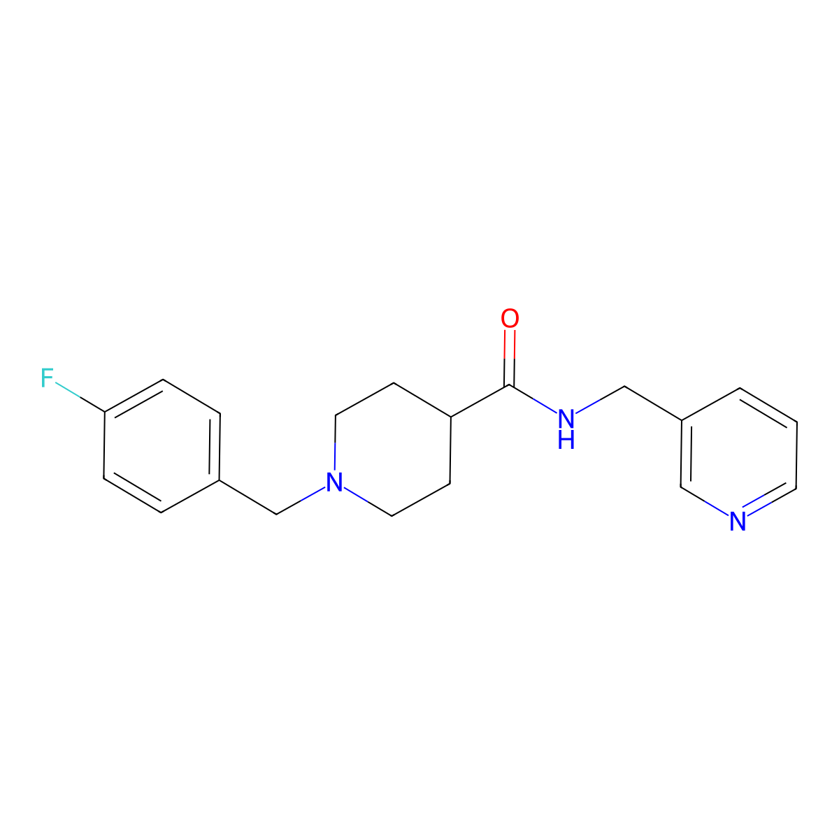 1-[(4-fluorophenyl)methyl]-N-(pyridin-3-ylmethyl)piperidine-4-carboxamide molecular structure, CAS 510765-07-8