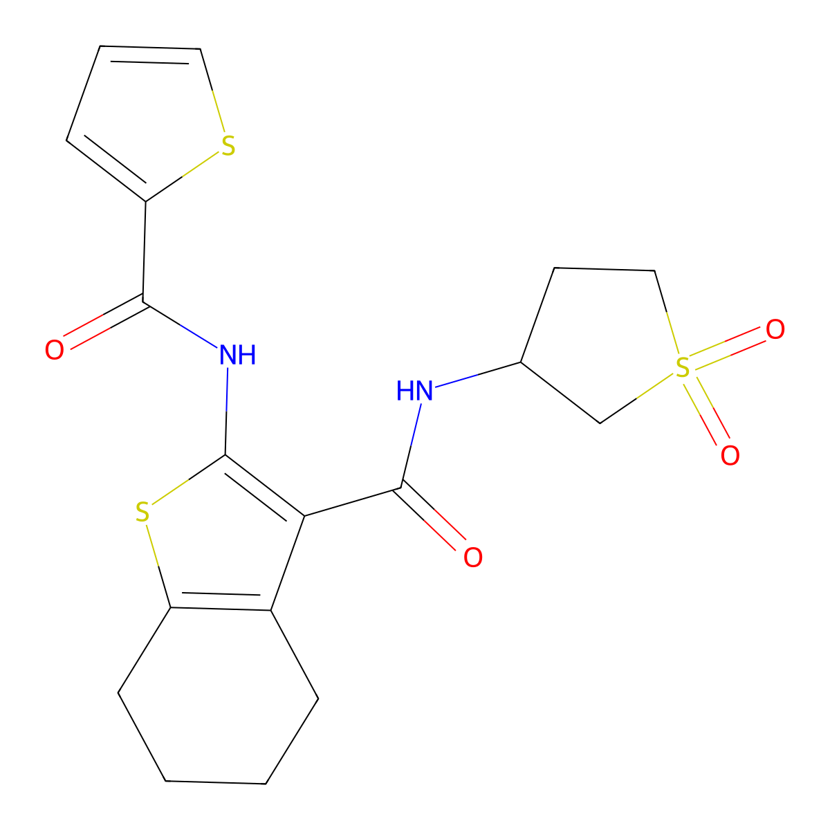 N-(1,1-dioxidotetrahydrothiophen-3-yl)-2-[(thiophen-2-ylcarbonyl)amino]-4,5,6,7-tetrahydro-1-benzothiophene-3-carboxamide molecular structure, CAS 510765-89-6