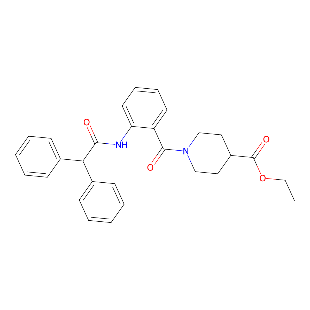 Ethyl 1-({2-[(diphenylacetyl)amino]phenyl}carbonyl)piperidine-4-carboxylate molecular structure, CAS 510766-27-5