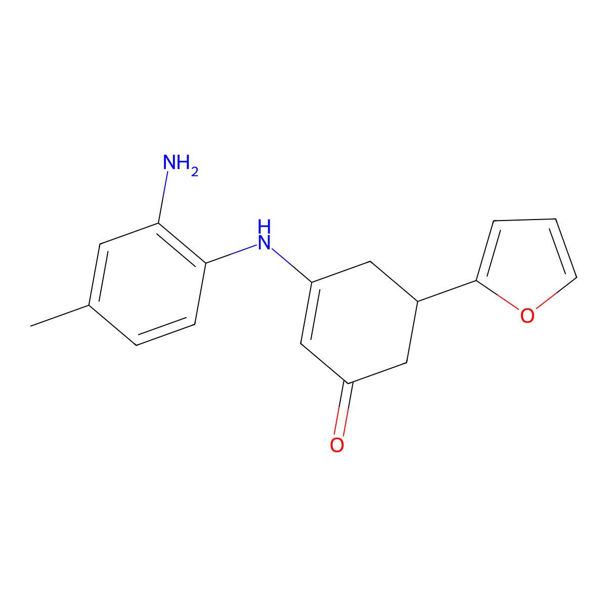 3-(2-Amino-4-methylanilino)-5-(furan-2-yl)cyclohex-2-en-1-one molecular structure, CAS 510766-28-6