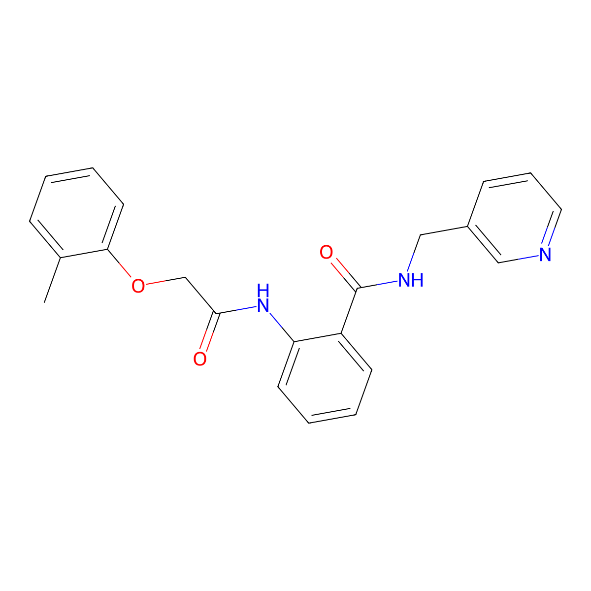 2-[[2-(2-methylphenoxy)acetyl]amino]-N-(pyridin-3-ylmethyl)benzamide molecular structure, CAS 510766-30-0
