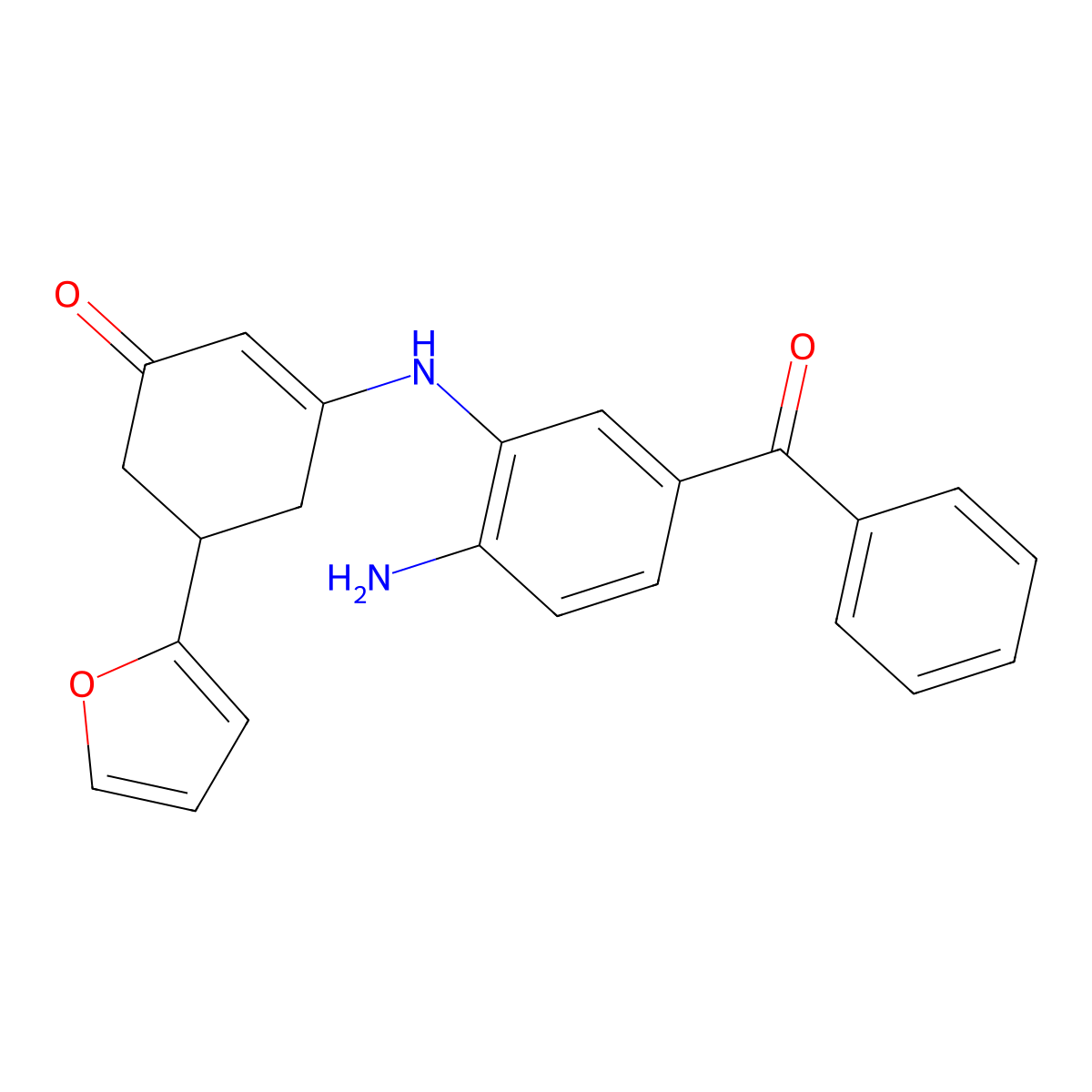 3-(2-Amino-5-benzoyl-phenylamino)-5-furan-2-yl-cyclohex-2-enone molecular structure, CAS 510766-33-3