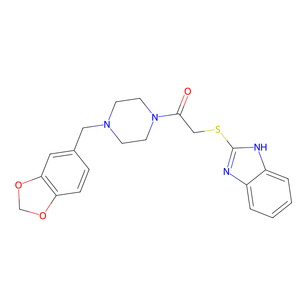 2-(1H-benzimidazol-2-ylsulfanyl)-1-[4-(1,3-benzodioxol-5-ylmethyl)piperazin-1-yl]ethanone molecular structure, CAS 510766-35-5
