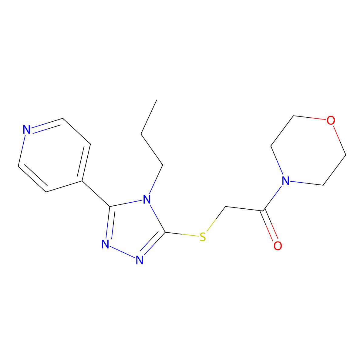 1-Morpholin-4-yl-2-[(4-propyl-5-pyridin-4-yl-1,2,4-triazol-3-yl)sulfanyl]ethanone molecular structure, CAS 510766-75-3