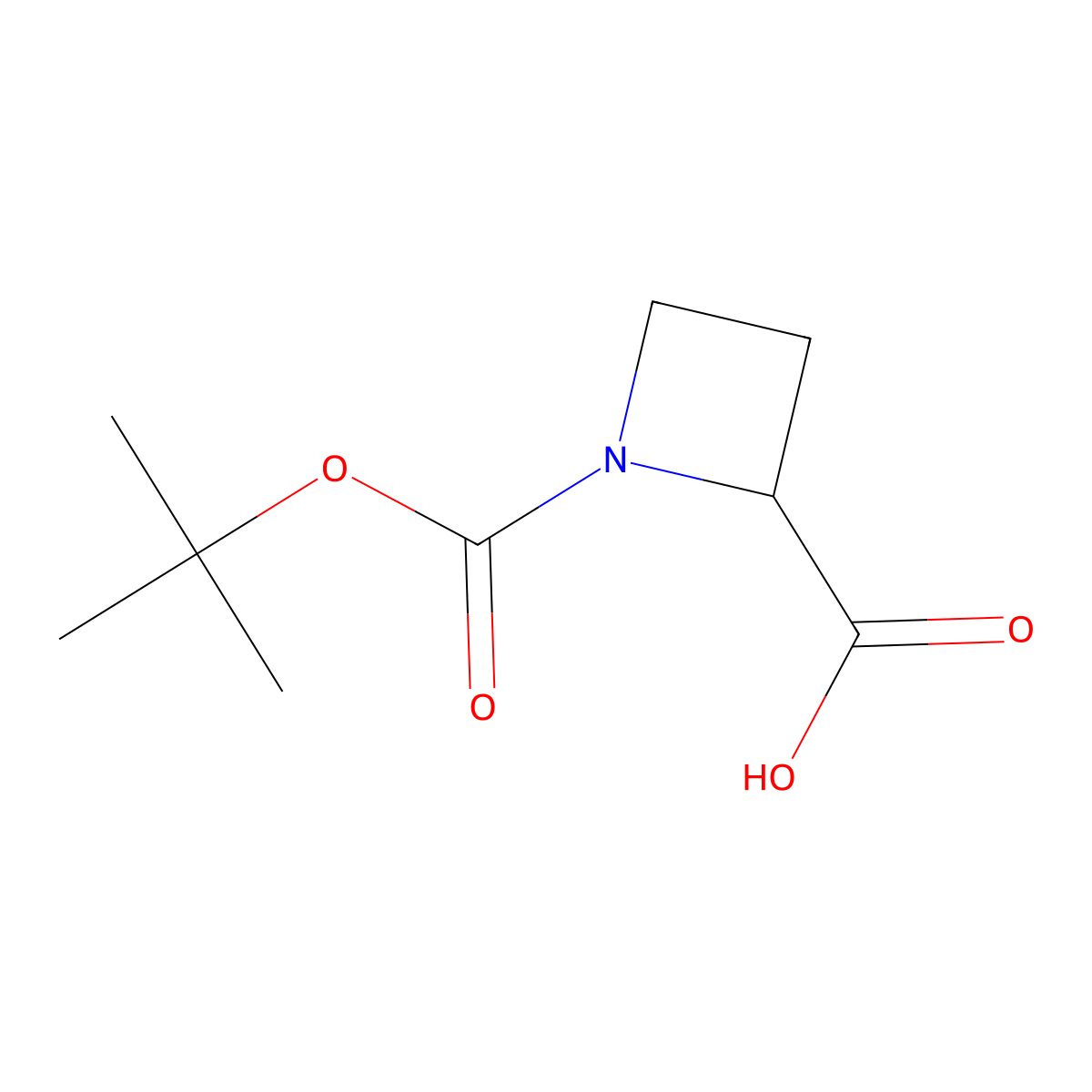 (2S)-1-((tert-butoxy)carbonyl)azetidine-2-carboxylic acid molecular structure, CAS 51077-14-6