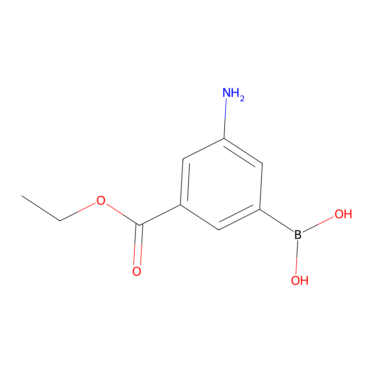 3-Amino-5-ethoxycarbonylphenylboronic acid molecular structure, CAS 510773-04-3