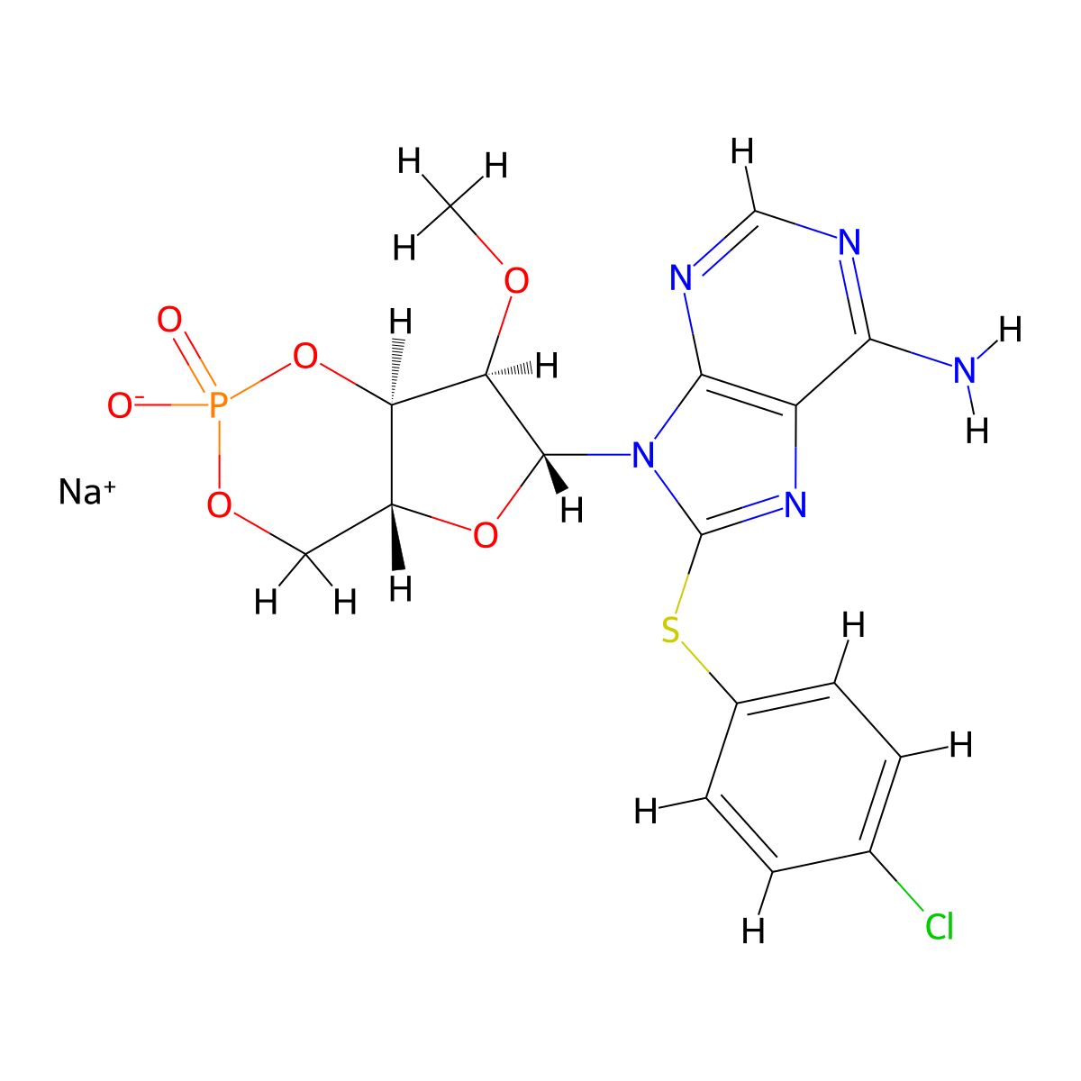 8-(4-Chlorophenylthio)-2'-O-methyladenosine 3',5'-cyclic Monophosphate sodium salt molecular structure, CAS 510774-50-2