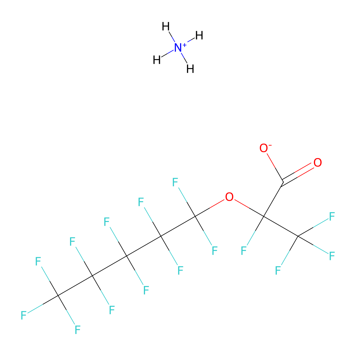Ammonium 2-perfluoropentoxy-2,3,3,3-tetrafluoropropanoate molecular structure, CAS 510774-81-9