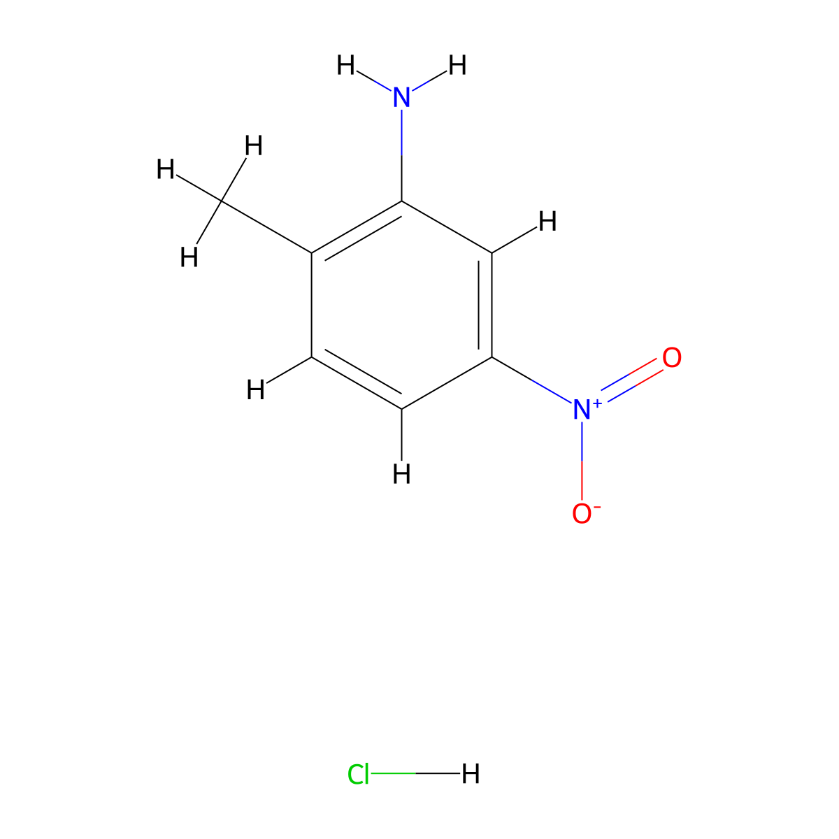Benzenamine, 2-methyl-5-nitro-, hydrochloride (1:1) molecular structure, CAS 51085-52-0