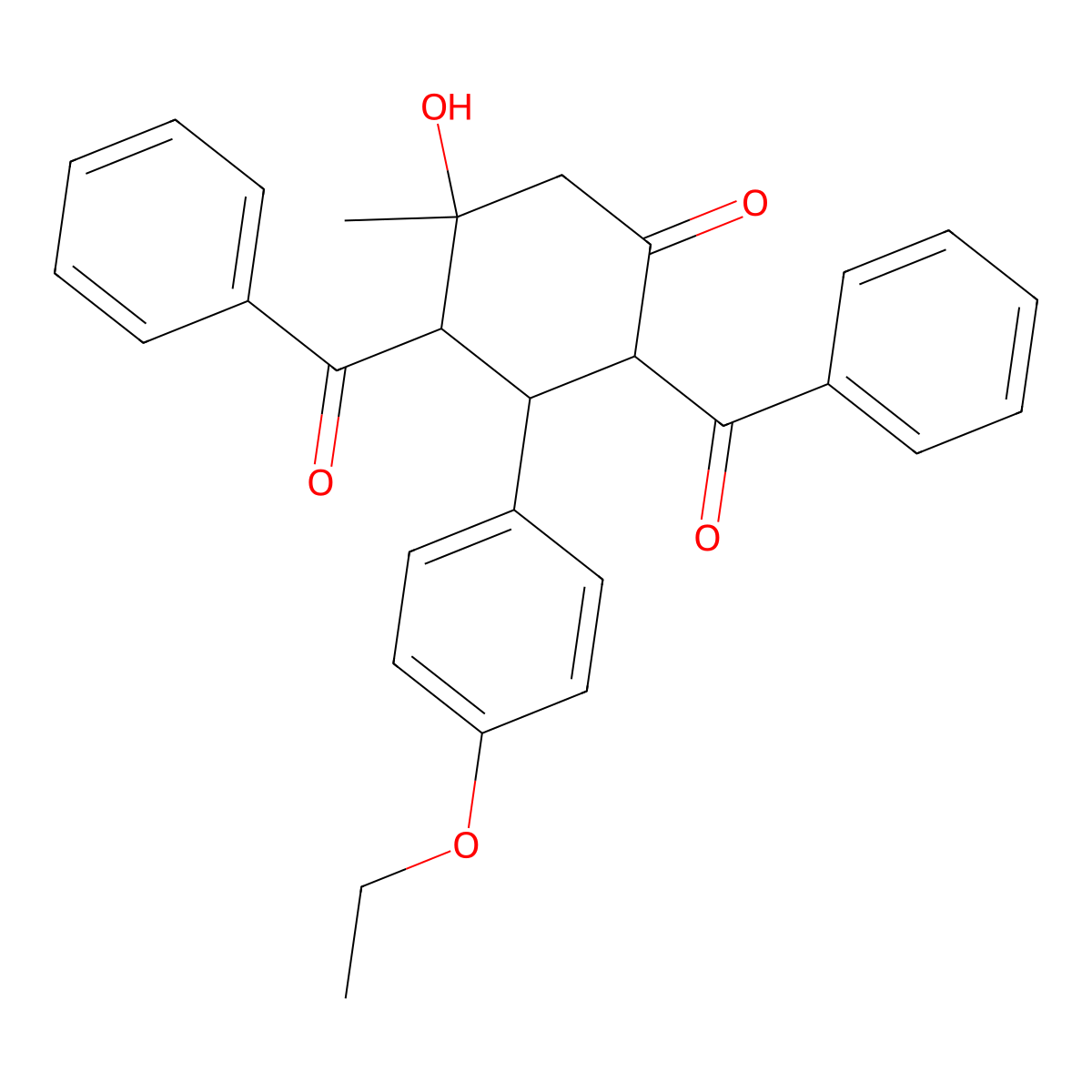 2,4-Dibenzoyl-3-(4-ethoxyphenyl)-5-hydroxy-5-methylcyclohexan-1-one molecular structure, CAS 5109-04-6