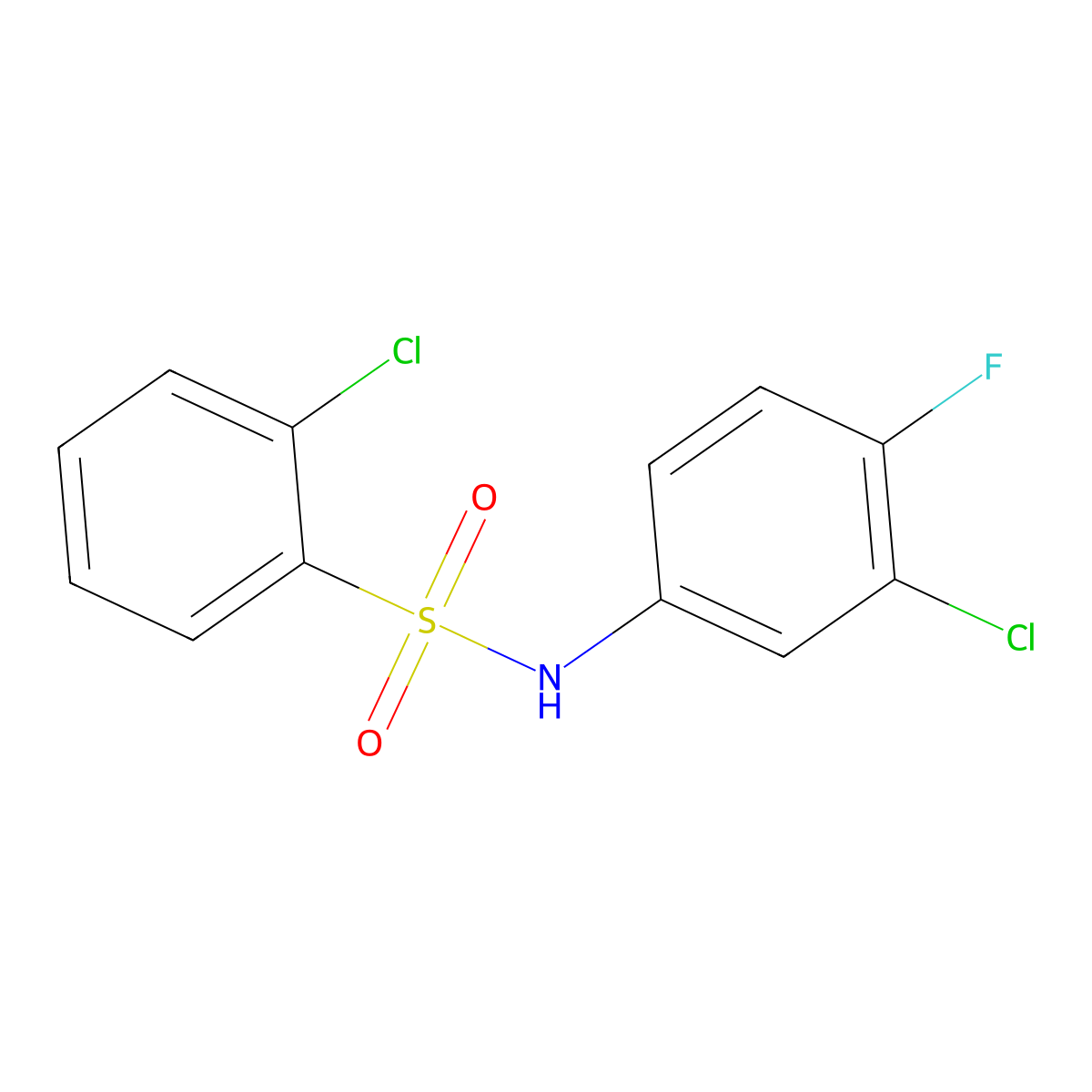 2-Chloro-n-(3-chloro-4-fluorophenyl)benzenesulfonamide molecular structure, CAS 5109-37-5