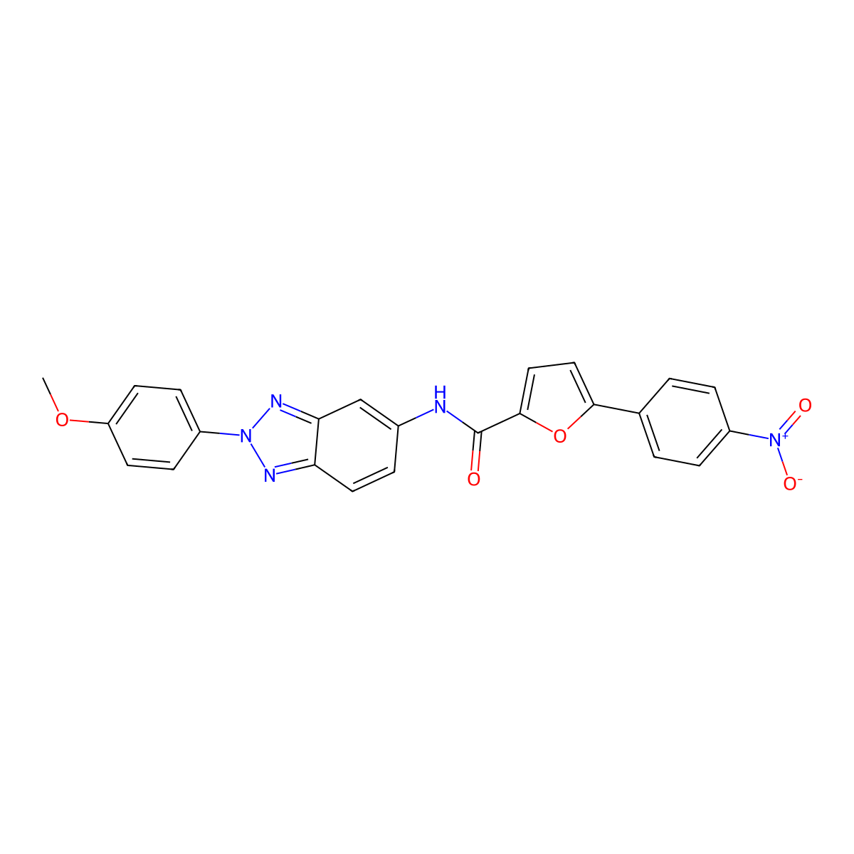 N-[2-(4-methoxyphenyl)benzotriazol-5-yl]-5-(4-nitrophenyl)furan-2-carboxamide molecular structure, CAS 5109-65-9