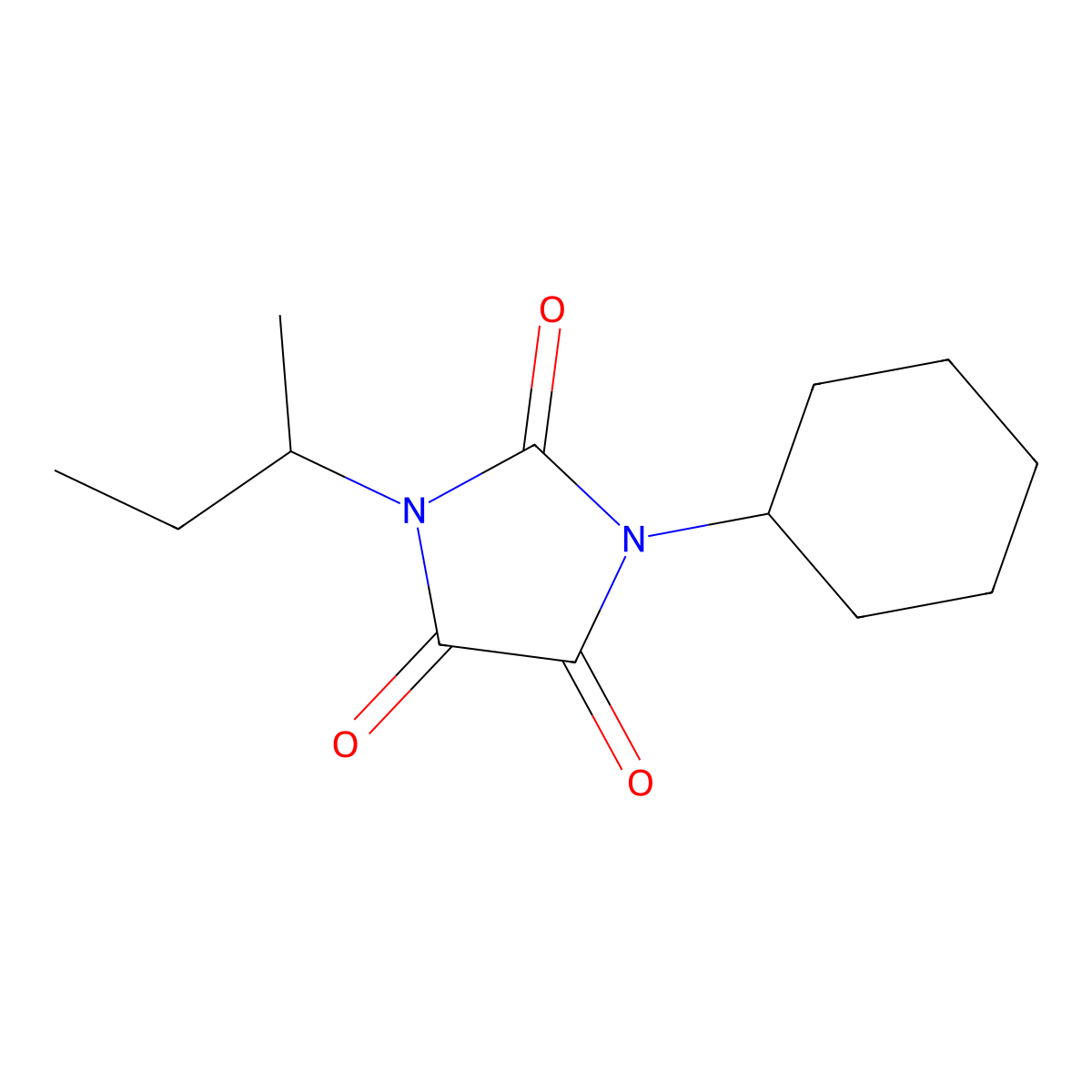1-(Butan-2-yl)-3-cyclohexylimidazolidine-2,4,5-trione molecular structure, CAS 5109-75-1