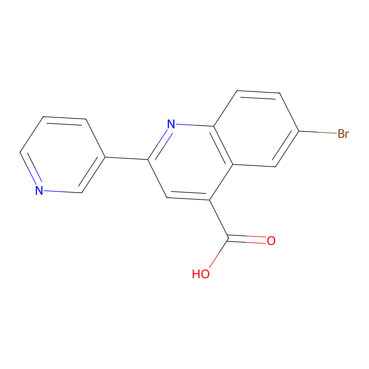 6-Bromo-2-pyridin-3-ylquinoline-4-carboxylic acid molecular structure, CAS 5109-99-9