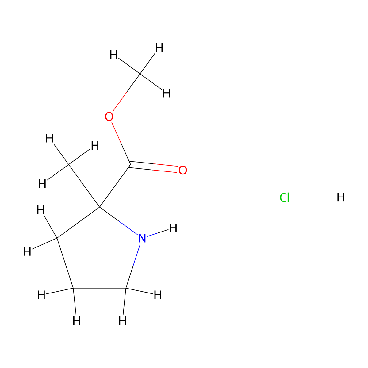Methyl 2-methylpyrrolidine-2-carboxylate hydrochloride molecular structure, CAS 51098-46-5