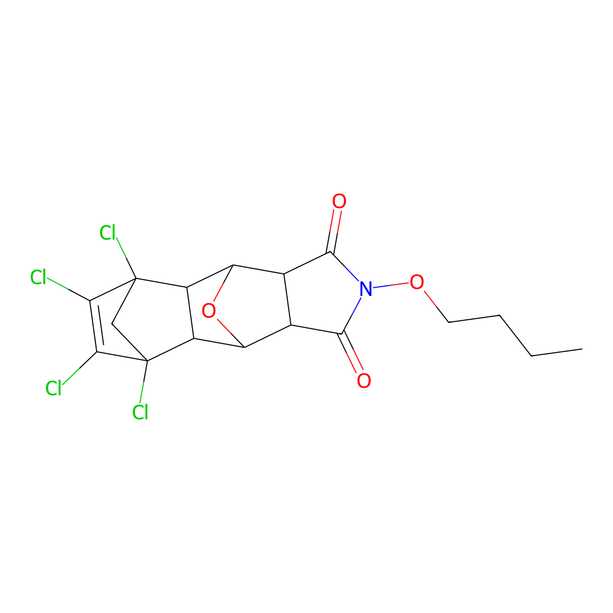 11-Butoxy-3,4,5,6-tetrachloro-14-oxa-11-azapentacyclo[6.5.1.1~3,6~.0~2,7~.0~9,13~]pentadec-4-ene-10,12-dione molecular structure, CAS 51099-23-1