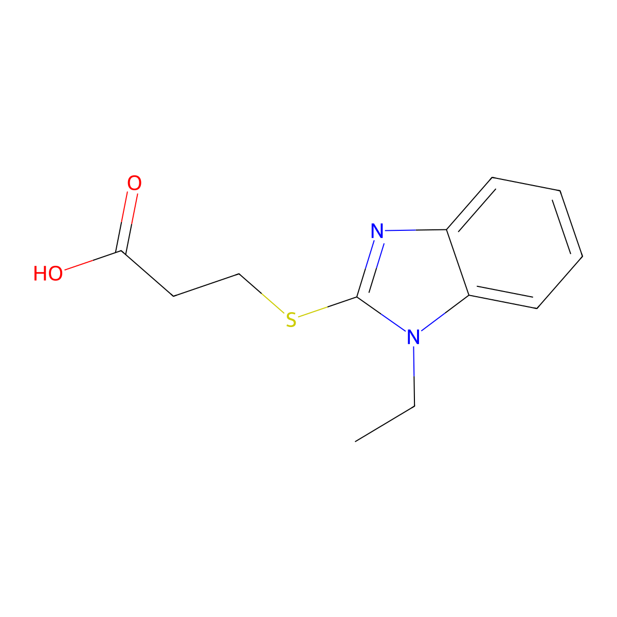 3-[(1-Ethyl-1H-benzimidazol-2-YL)thio]propanoic acid molecular structure, CAS 51099-68-4