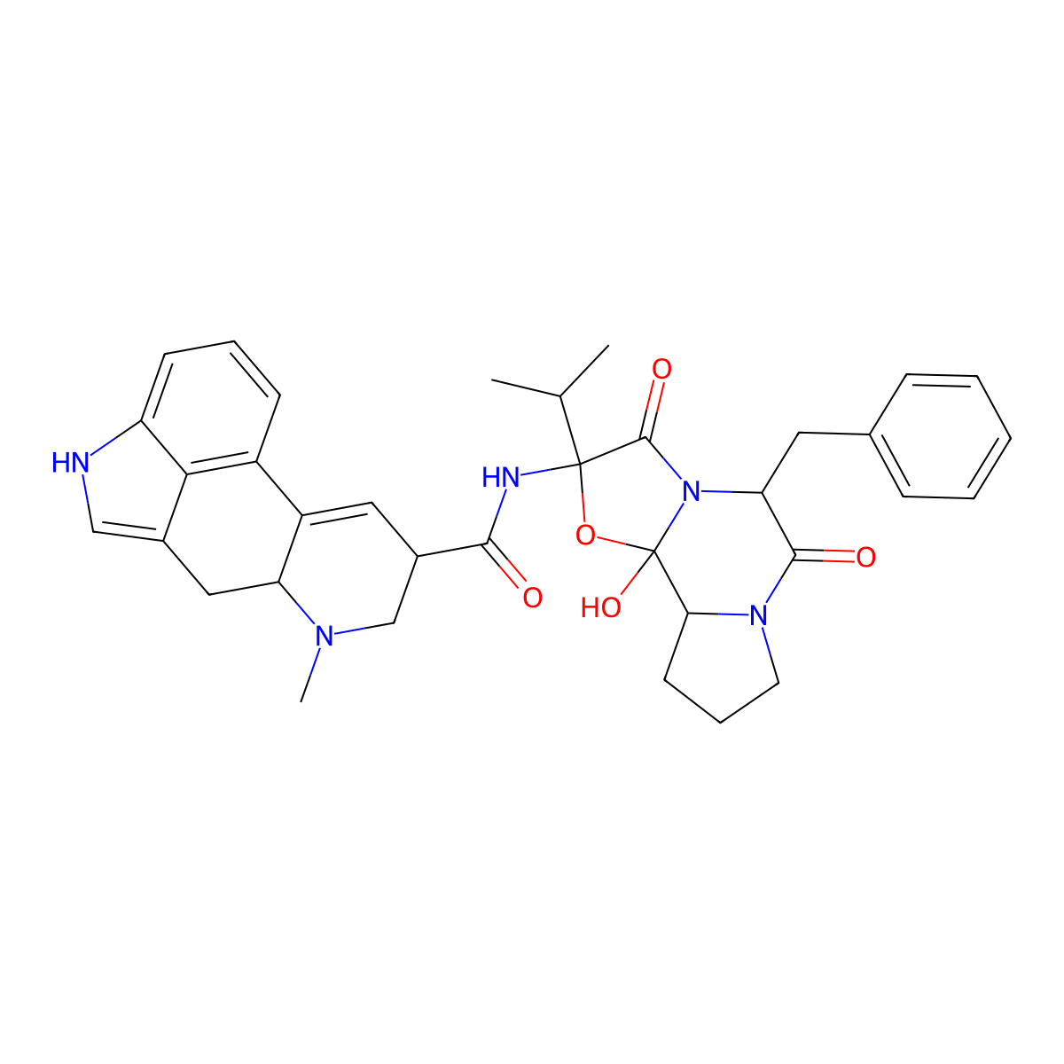 Ergocristine molecular structure, CAS 511-08-0