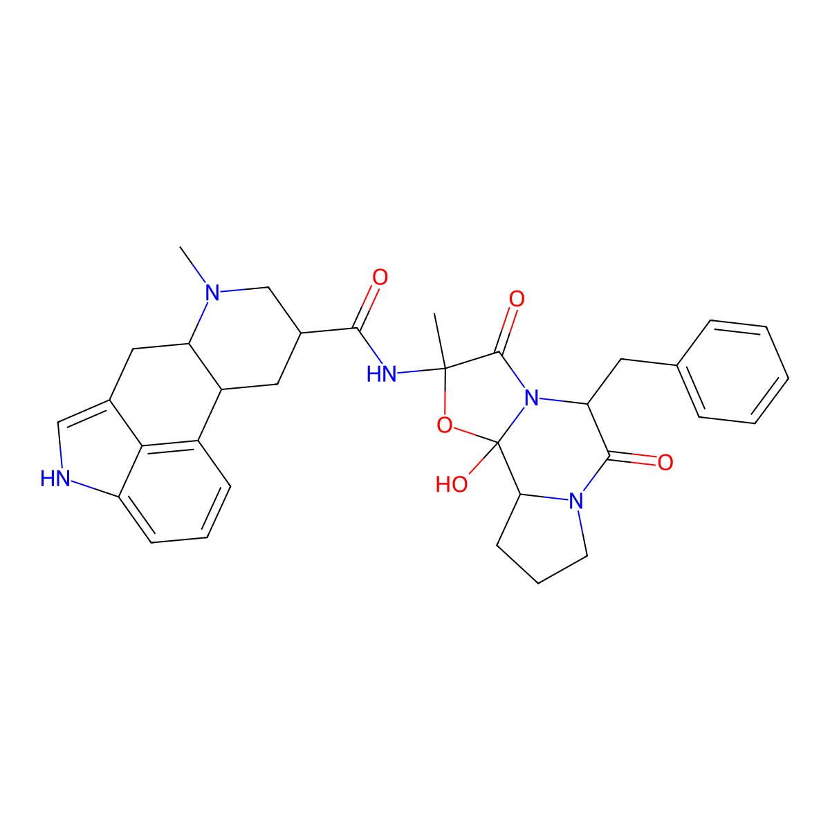 Dihydroergotamine molecular structure, CAS 511-12-6