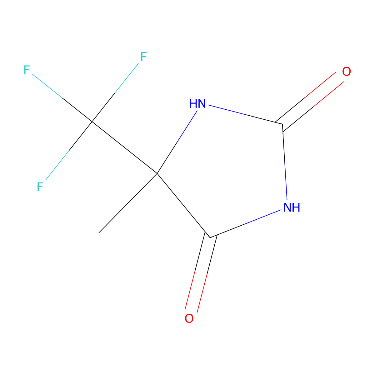 5-Methyl-5-(trifluoromethyl)-2,4-imidazolidinedione molecular structure, CAS 511-71-7