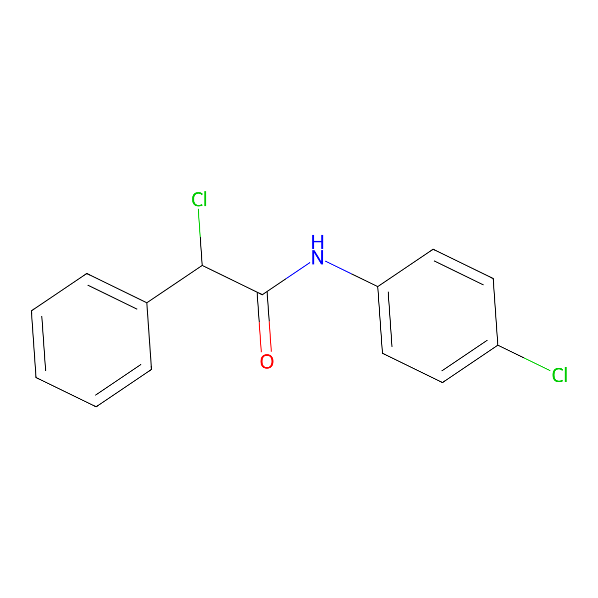 2-chloro-N-(4-chlorophenyl)-2-phenylacetamide molecular structure, CAS 5110-78-1