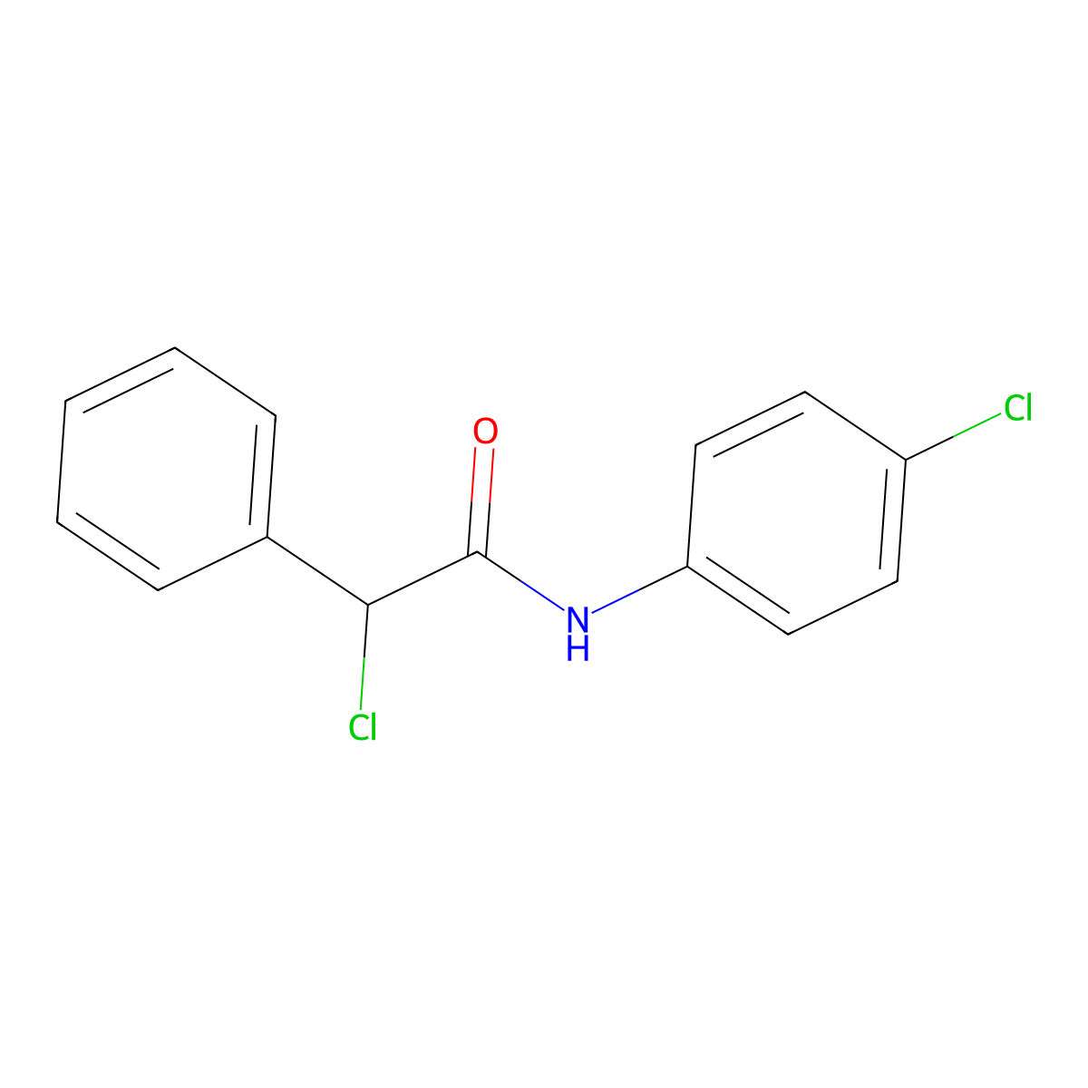 2-chloro-N-(4-chlorophenyl)-2-phenylacetamide molecular structure, CAS 5110-78-1