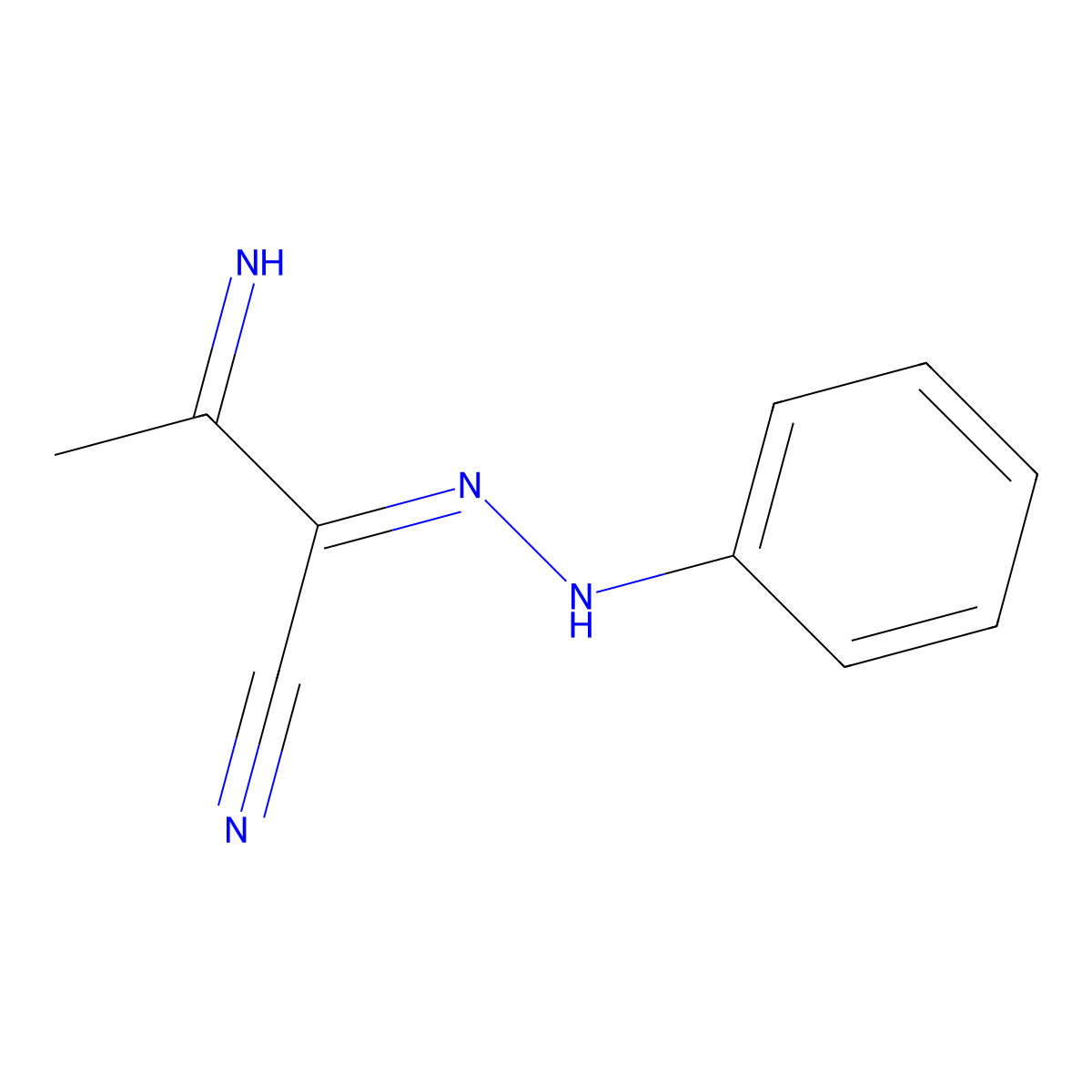 Butanenitrile, 3-imino-2-(phenylhydrazono)- molecular structure, CAS 5110-91-8
