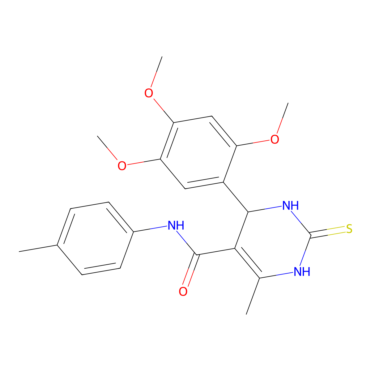 6-methyl-N-(4-methylphenyl)-2-sulfanylidene-4-(2,4,5-trimethoxyphenyl)-3,4-dihydro-1H-pyrimidine-5-carboxamide molecular structure, CAS 5110-95-2