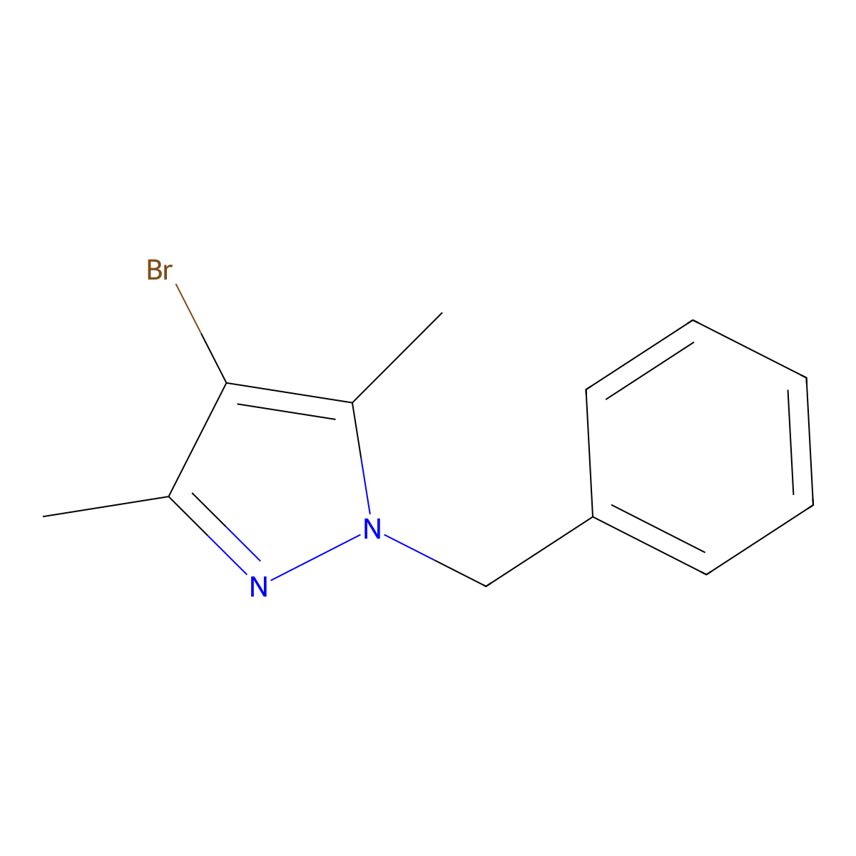 1-benzyl-4-bromo-3,5-dimethyl-1H-pyrazole molecular structure, CAS 51108-53-3