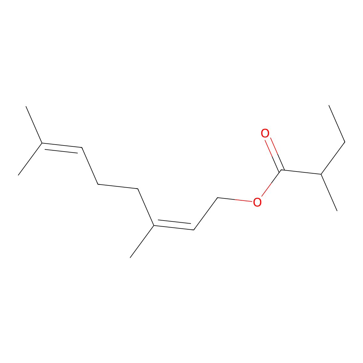 Neryl 2-methylbutanoate molecular structure, CAS 51117-19-2