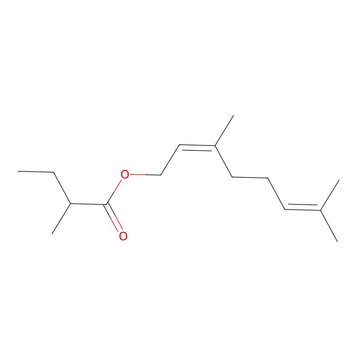 Neryl 2-methylbutanoate molecular structure, CAS 51117-19-2