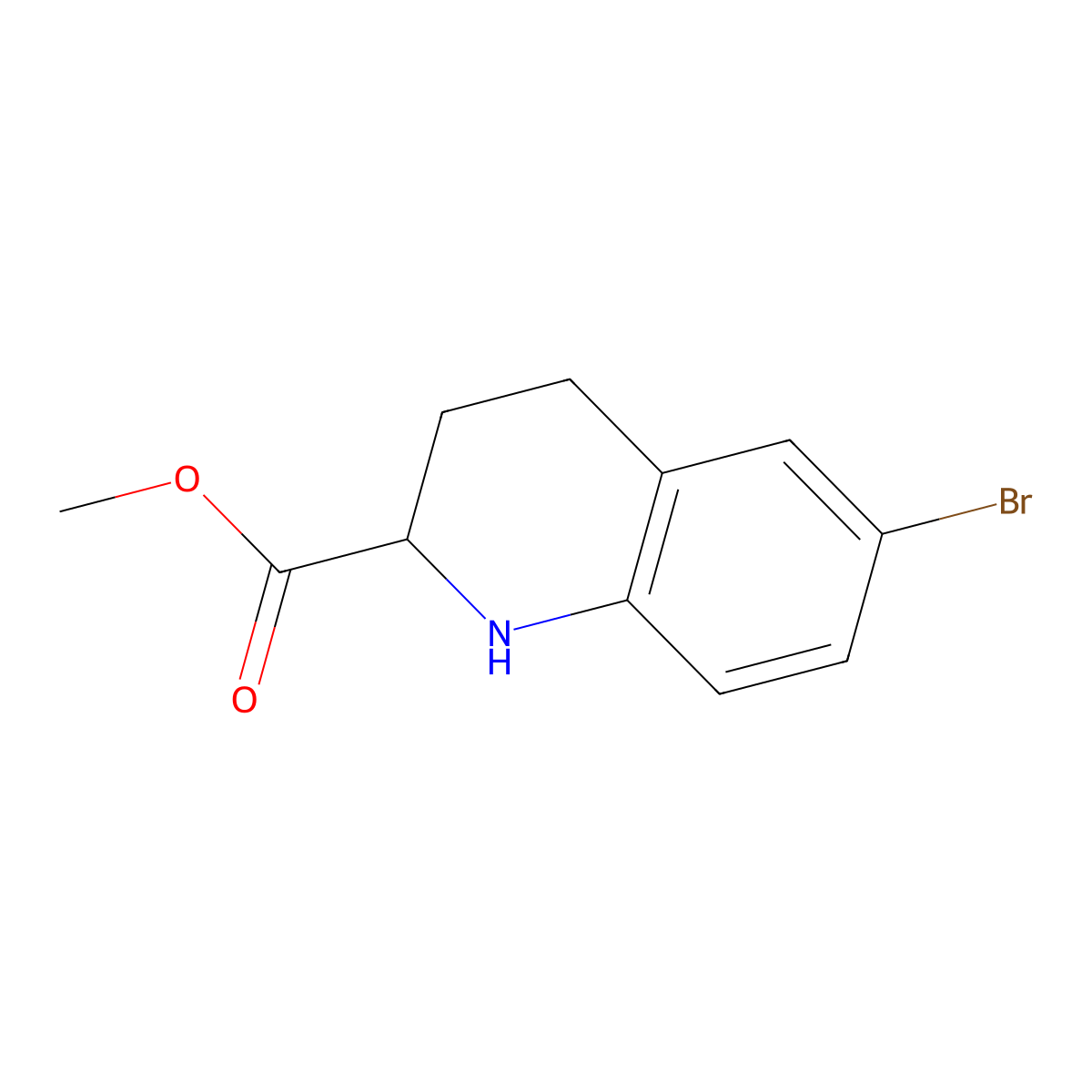 6-Bromo-1,2,3,4-tetrahydro-quinoline-2-carboxylic acid methyl ester molecular structure, CAS 511230-72-1