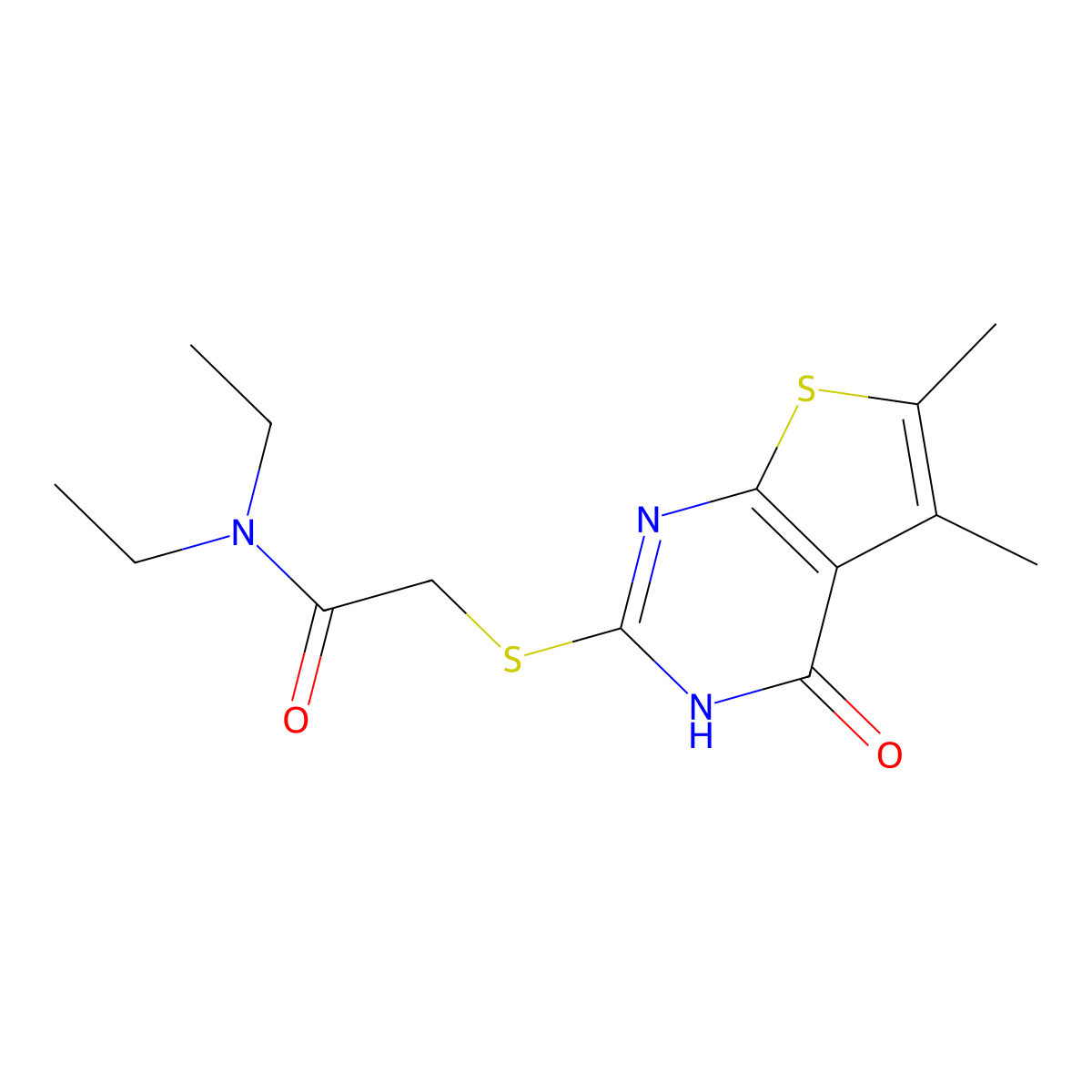 N,N-diethyl-2-[(4-hydroxy-5,6-dimethylthieno[2,3-d]pyrimidin-2-yl)thio]acetamide molecular structure, CAS 511237-55-1