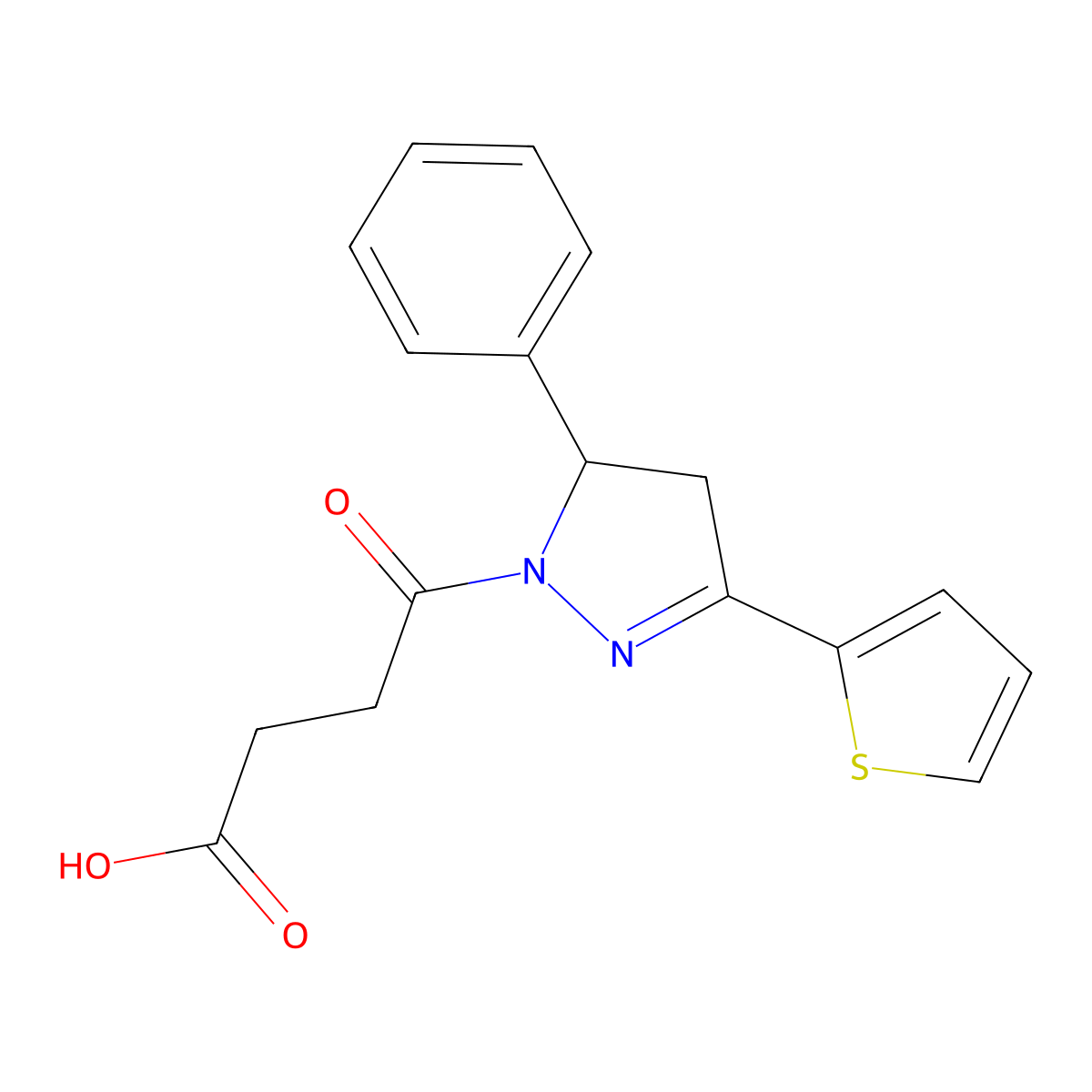 4-oxo-4-[5-phenyl-3-(2-thienyl)-4,5-dihydro-1H-pyrazol-1-yl]butanoic acid molecular structure, CAS 511237-79-9