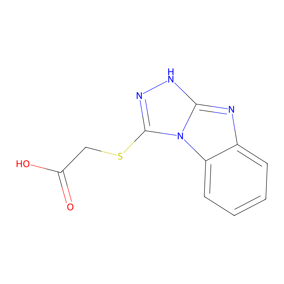 (9h-Benzo[4,5]imidazo[2,1-c][1,2,4]triazol-3-yl-sulfanyl)-acetic acid molecular structure, CAS 511239-00-2