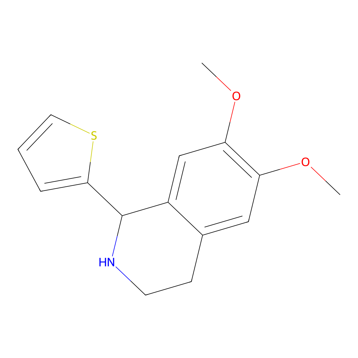 1,2,3,4-Tetrahydro-6,7-dimethoxy-1-(2-thienyl)isoquinoline molecular structure, CAS 511239-03-5