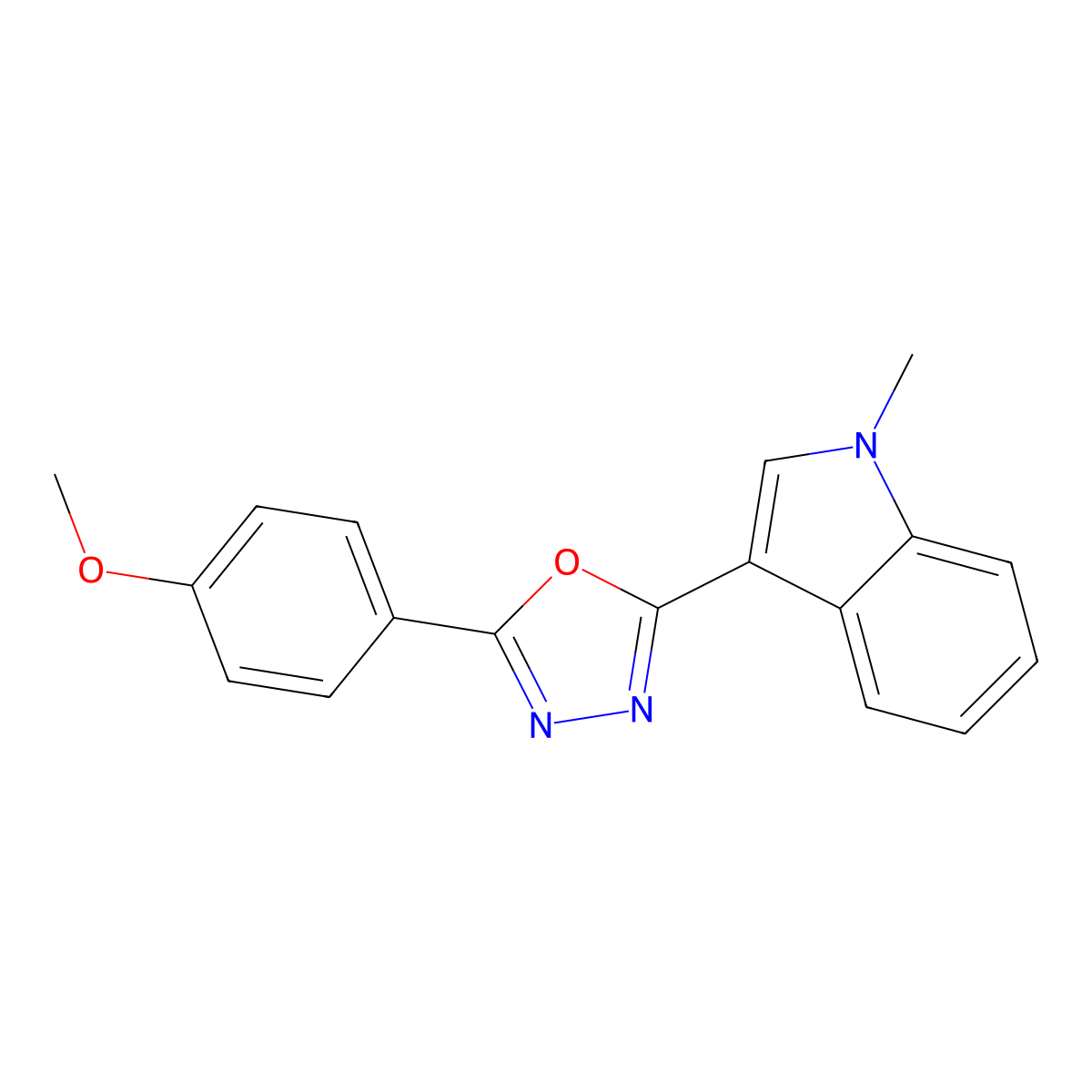 2-(4-Methoxyphenyl)-5-(1-methyl-1H-indol-3-yl)-1,3,4-oxadiazole molecular structure, CAS 511239-29-5