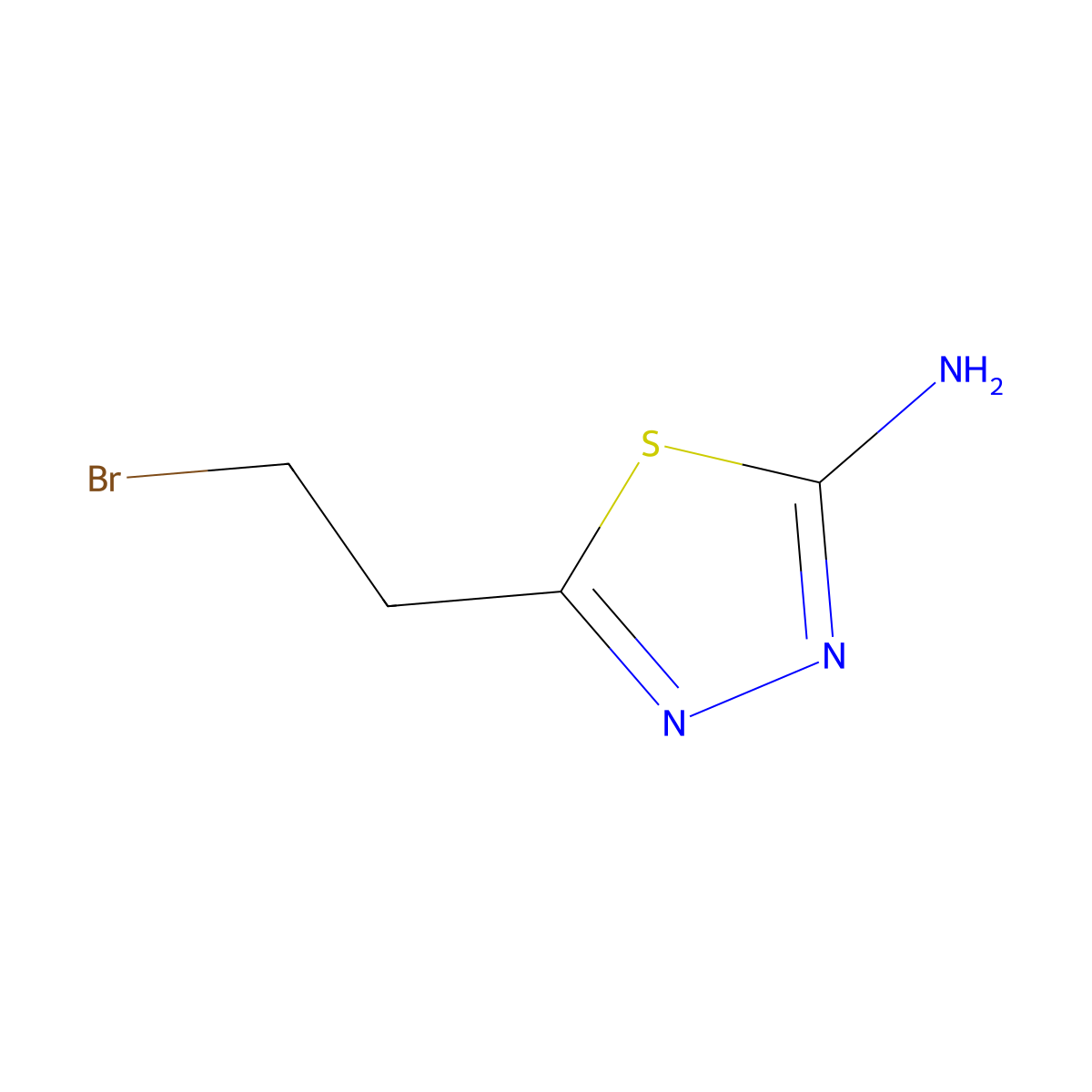 5-(2-Bromoethyl)-1,3,4-thiadiazol-2-amine molecular structure, CAS 511241-17-1