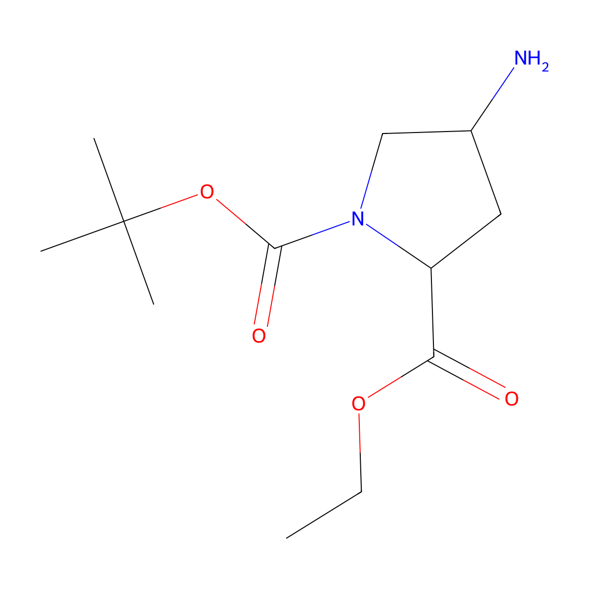 1-(tert-Butyl) 2-ethyl (2S,4S)-4-aminopyrrolidine-1,2-dicarboxylate molecular structure, CAS 511242-54-9
