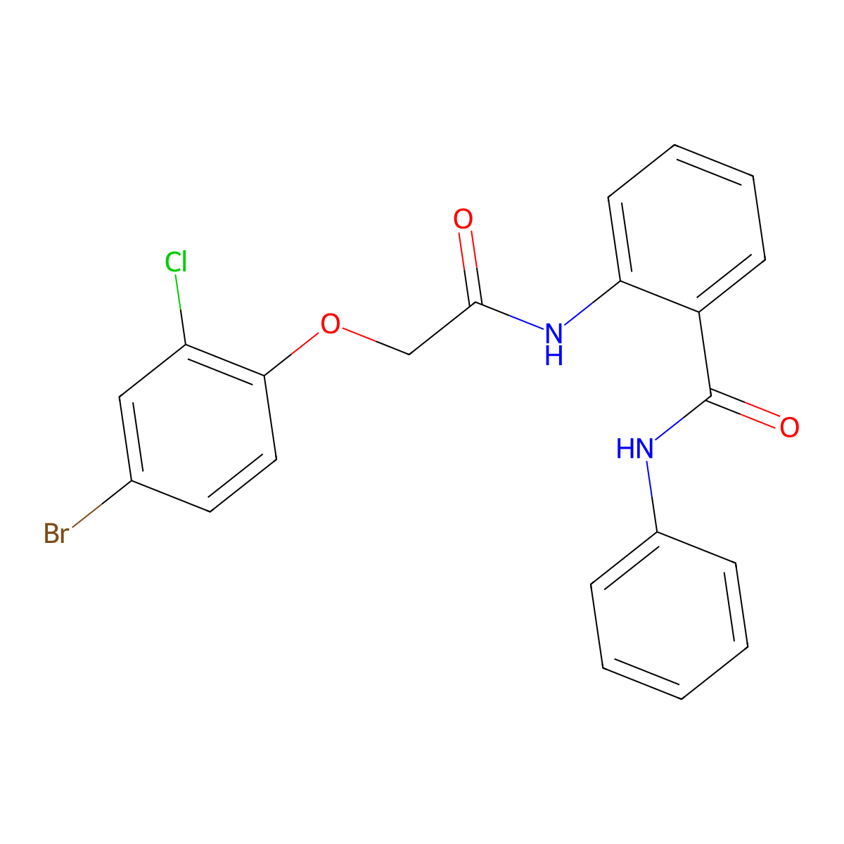 2-{[(4-bromo-2-chlorophenoxy)acetyl]amino}-N-phenylbenzamide molecular structure, CAS 511250-73-0