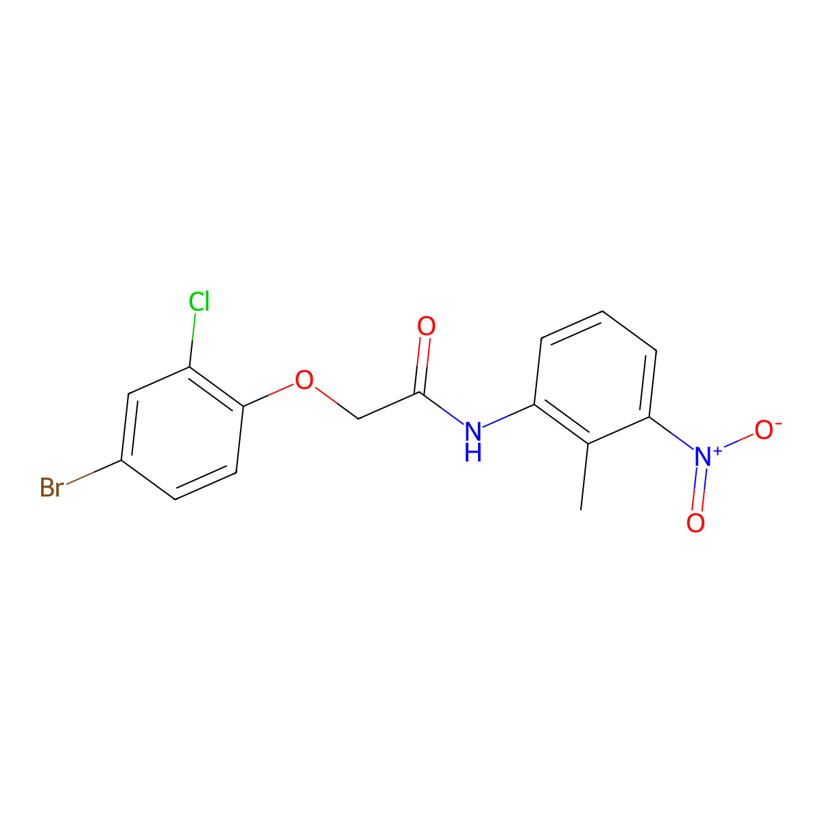 2-(4-bromo-2-chlorophenoxy)-N-(2-methyl-3-nitrophenyl)acetamide molecular structure, CAS 511250-74-1