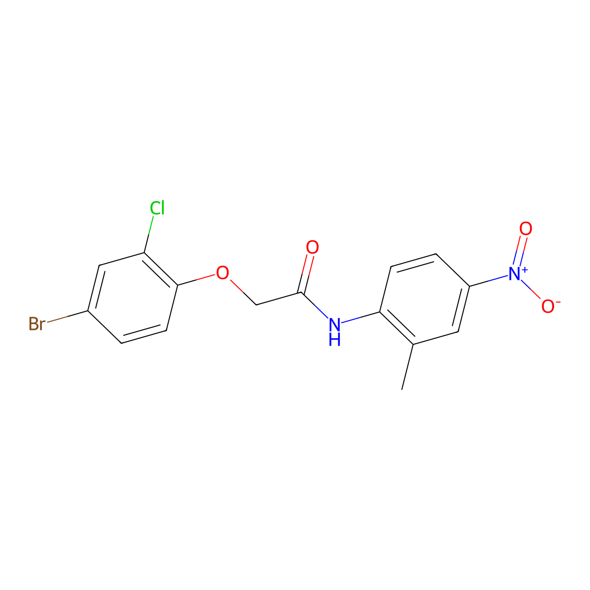 2-(4-bromo-2-chlorophenoxy)-N-(2-methyl-4-nitrophenyl)acetamide molecular structure, CAS 511250-75-2