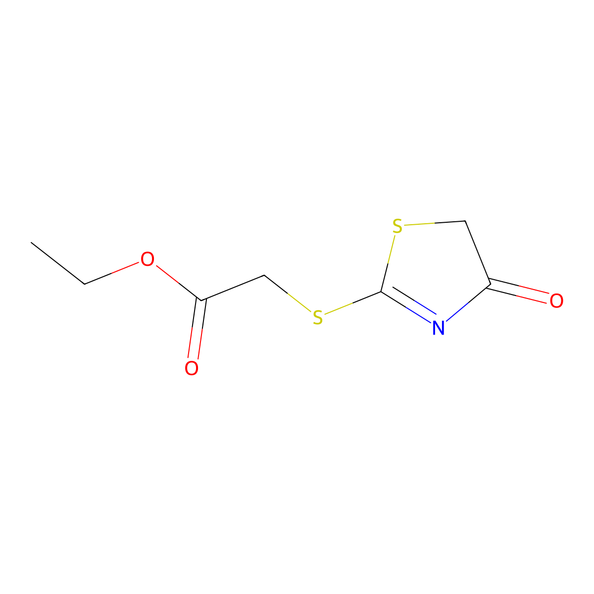 Ethyl [(4-oxo-4,5-dihydro-1,3-thiazol-2-yl)thio]acetate molecular structure, CAS 51126-34-2