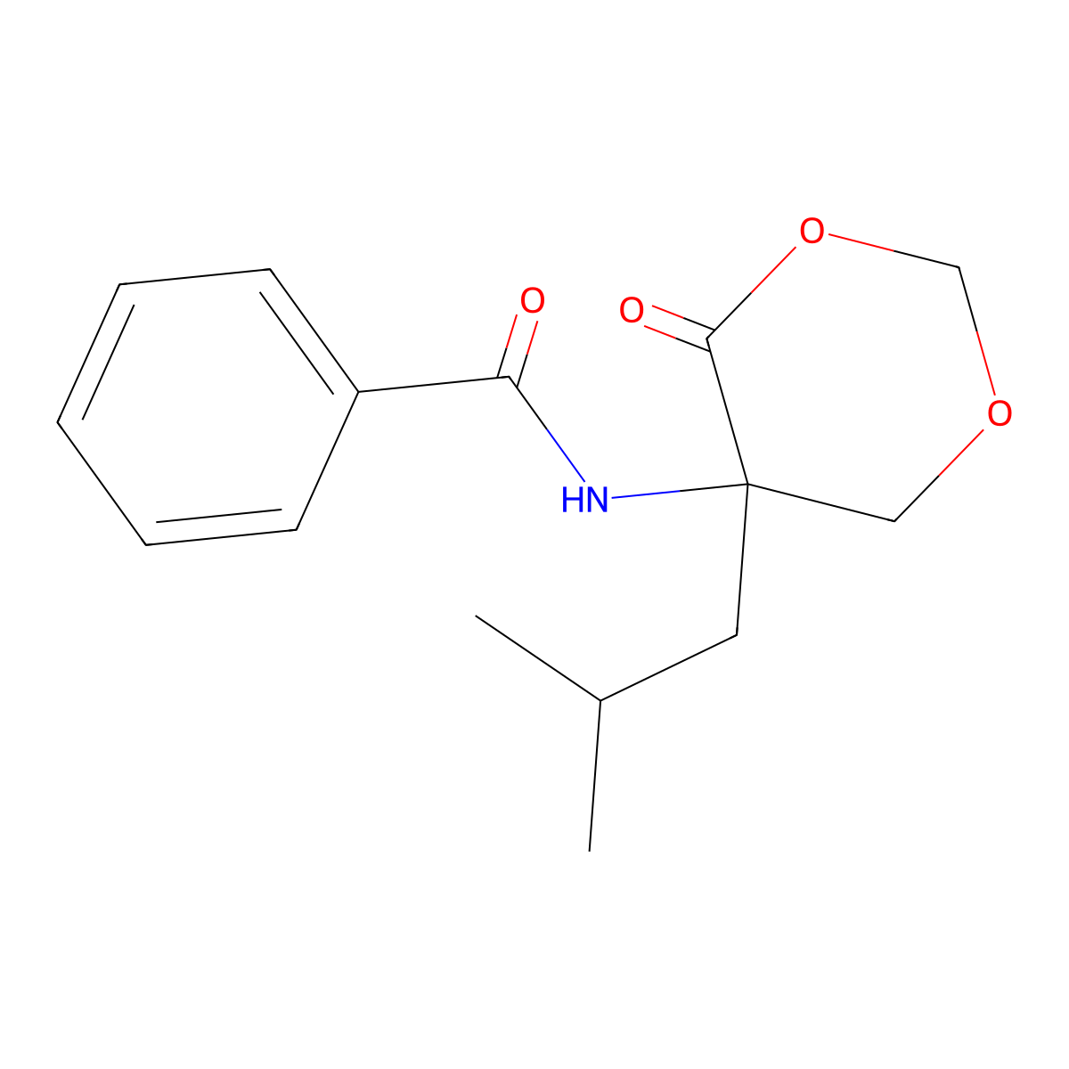 N-[5-(2-methylpropyl)-4-oxo-1,3-dioxan-5-yl]benzamide molecular structure, CAS 51127-26-5